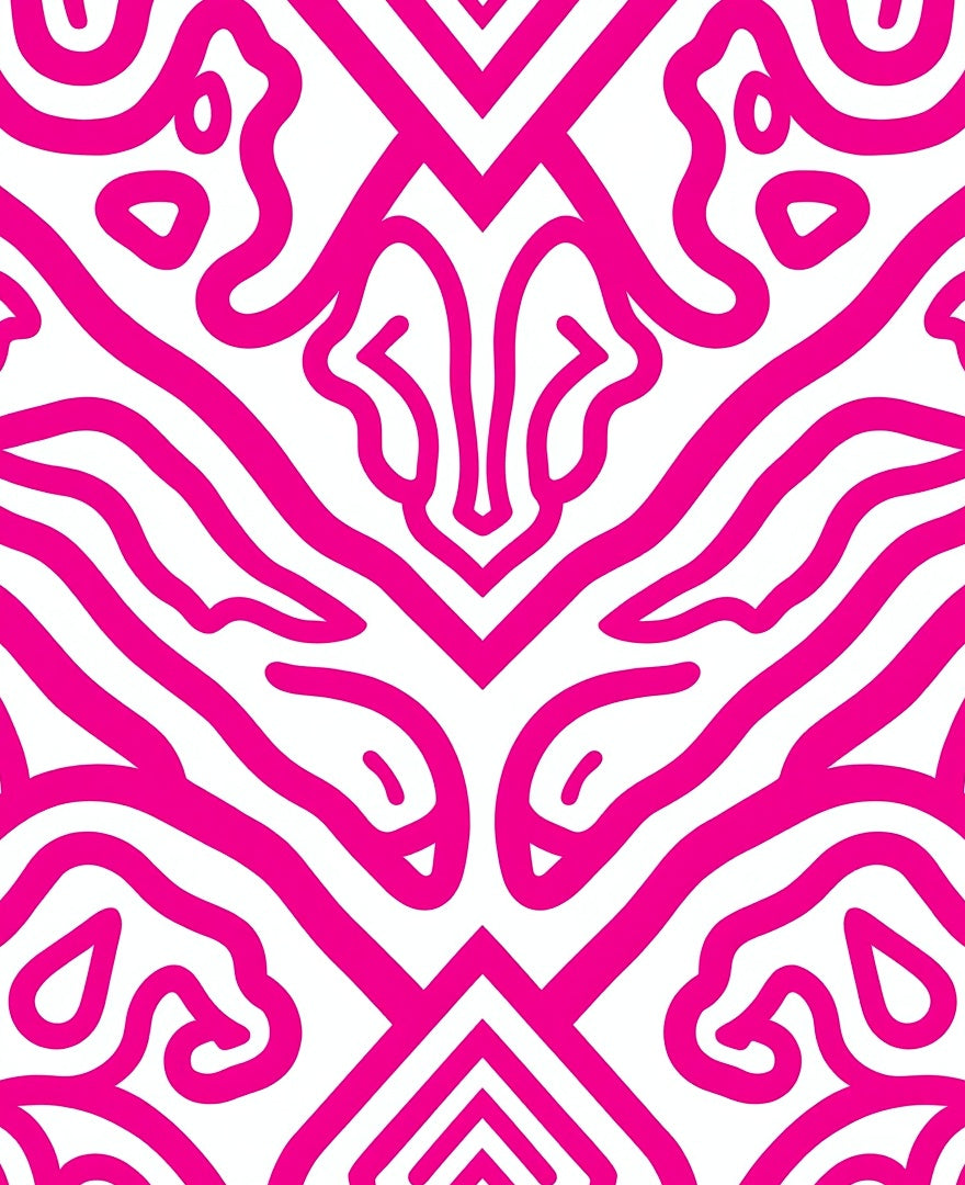 Vibrant Pink Abstract Organic Flow Rug
