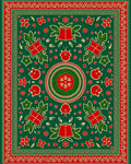 Red Green Floral Medallion Bordered Rug