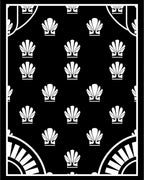Black White Seashell Fan Border Rug