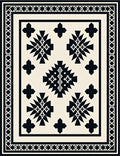 Black White Geometric Medallion Sunburst Rug
