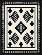 Black White Geometric Medallion Sunburst Rug