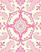 Pink Floral Rococo Archway Medallion Rug