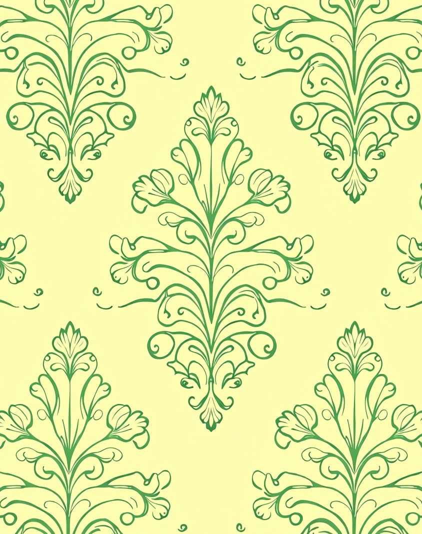 Green Floral Medallion Damask Wallpaper Rug