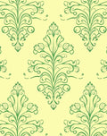 Green Floral Medallion Damask Wallpaper Rug