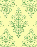 Green Floral Medallion Damask Wallpaper Rug