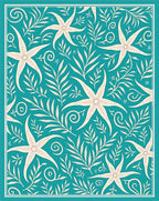 Teal Starfish Botanical Garden Rug