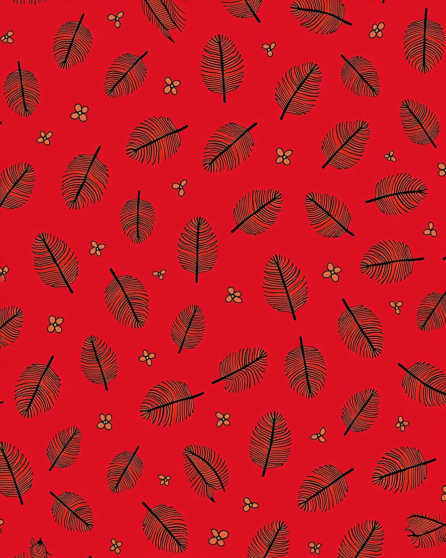 Vibrant Red Feather Blossom Ensemble Rug