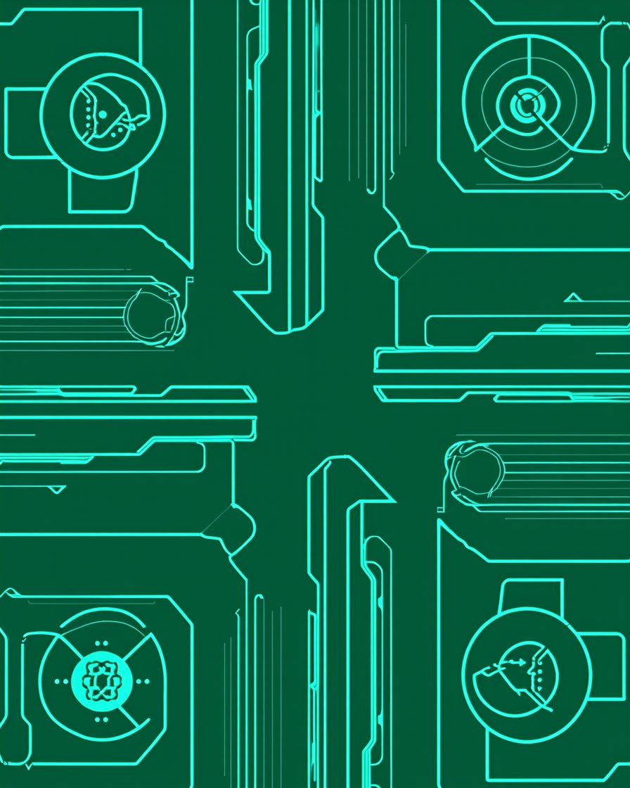 Teal Circuit Board Technology Rug