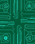 Teal Circuit Board Technology Rug