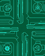 Teal Circuit Board Technology Rug