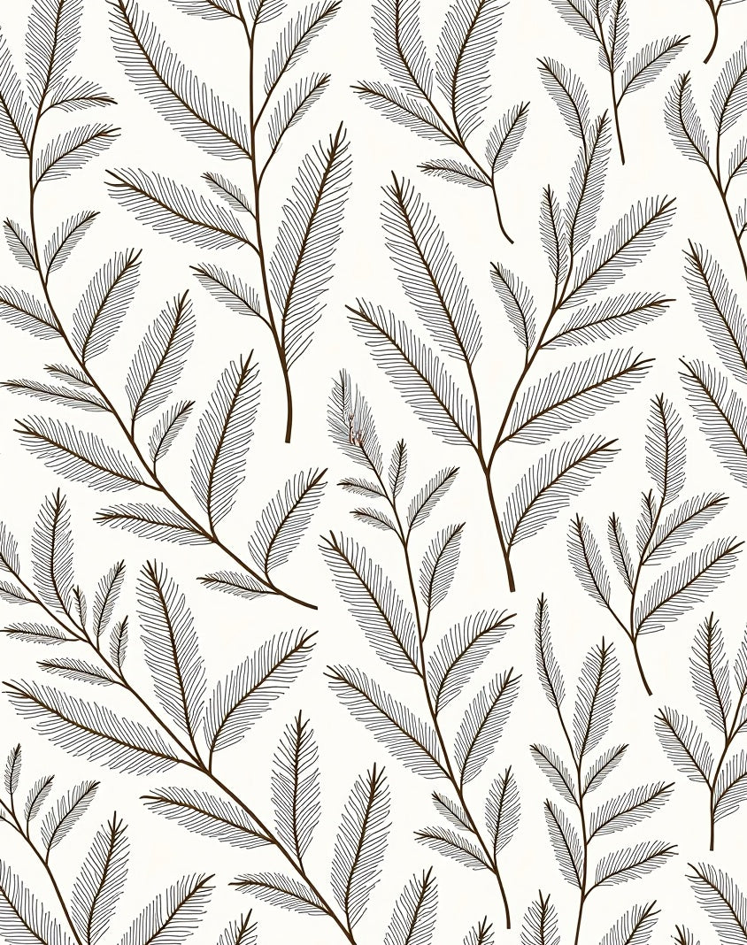 Brown Feathered Branch Botanical Rug