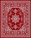 Ruby Red Swirl Floral Border Rug