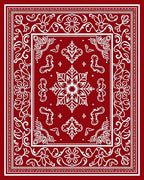 Ruby Red Swirl Floral Border Rug