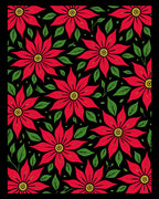 Crimson Red Poinsettia Garden Black Rug