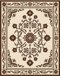 Ornate Brown Floral Scroll Medallion Rug