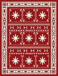 Crimson And Cream Snowflake Border Rug