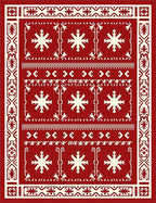 Crimson And Cream Snowflake Border Rug