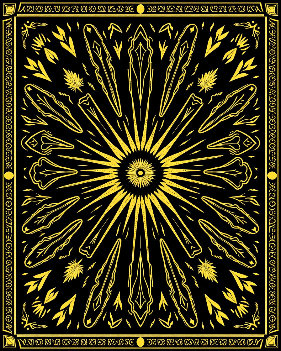 Golden Sunburst Star Mandala Rug