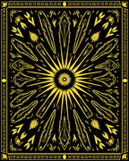 Golden Sunburst Star Mandala Rug