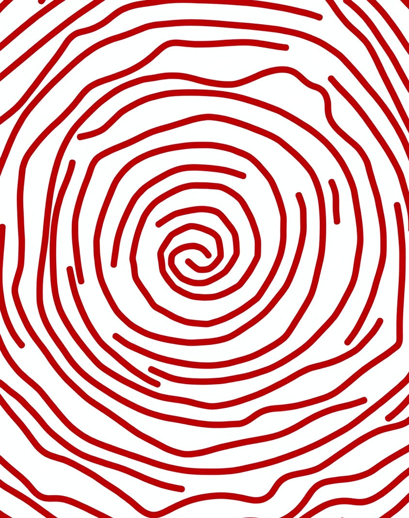 Crimson Red Swirl Abstract Rug