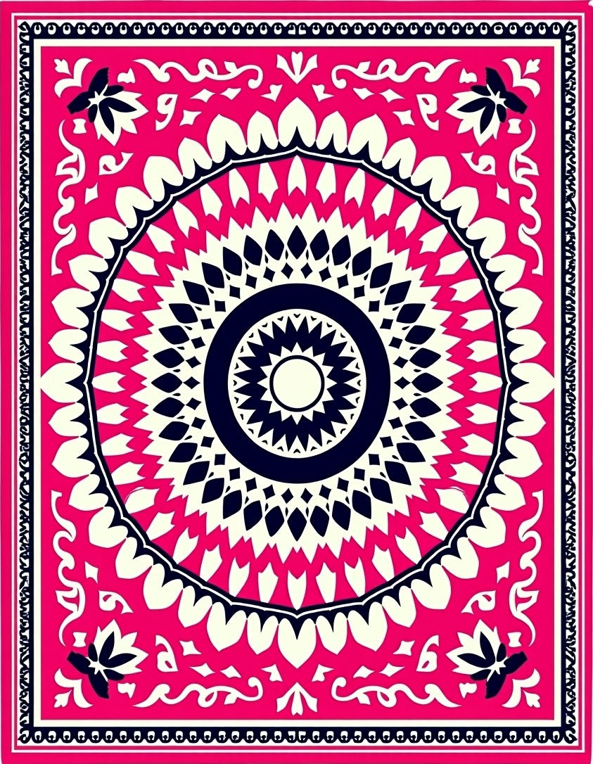 Vibrant Fuchsia Medallion Sunburst Rug
