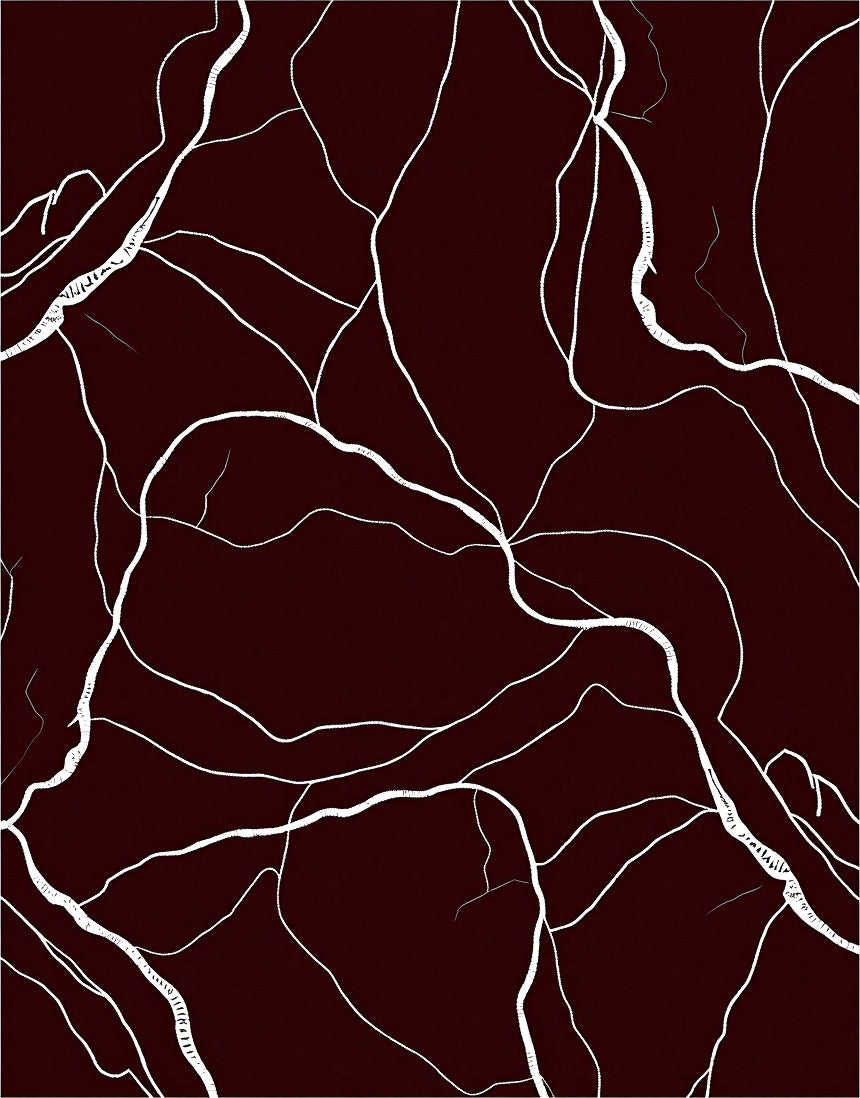 Deep Crimson Veined Marble Rug