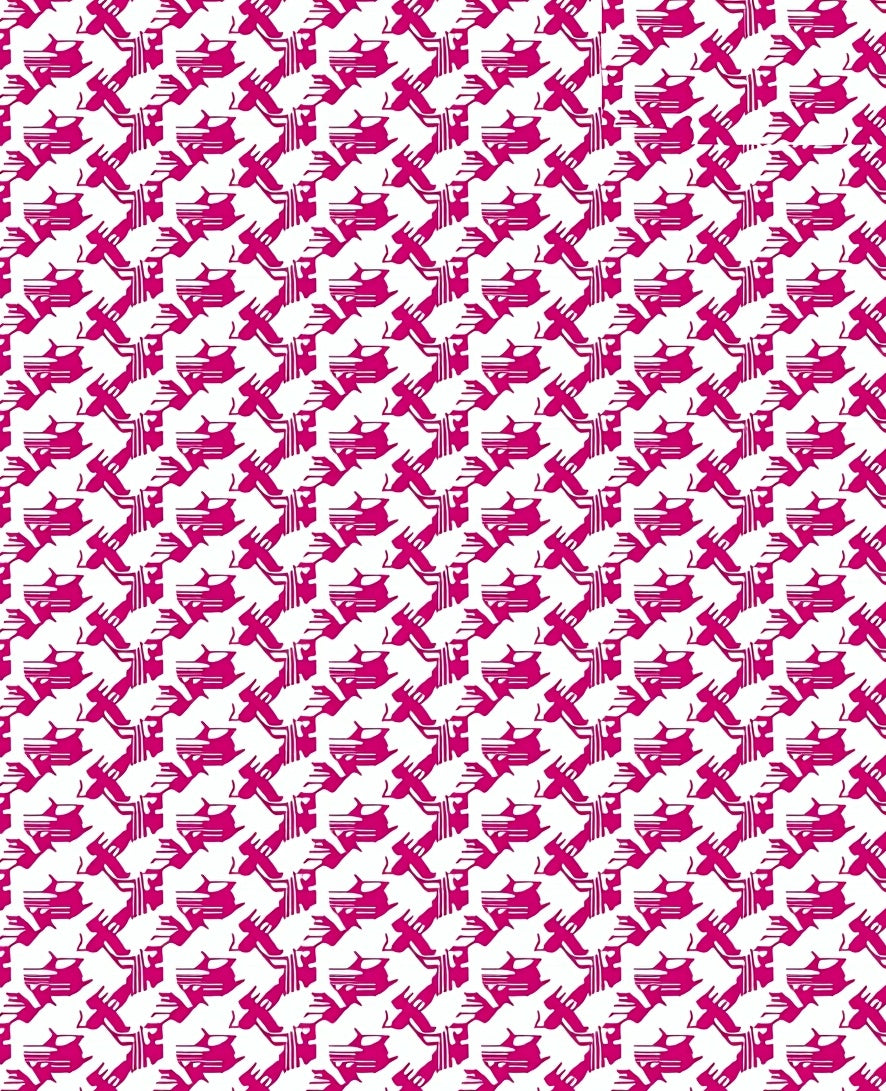Crimson Geometric Houndstooth Interlocking Shapes Rug