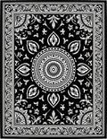 Black White Floral Mandala Border Rug