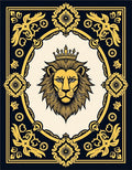 Regal Lion With Crown Black Gold Rug