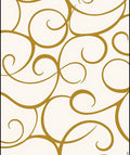 Golden Swirls Curlicues on Cream Rug