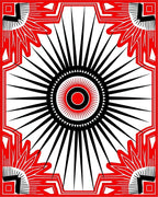 Bold Sunburst Radiance Red Black Rug