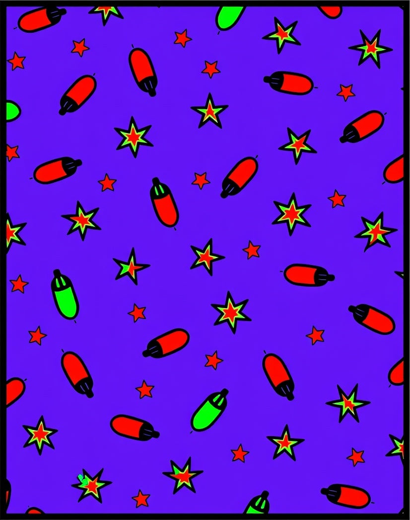 Purple Star and Capsule Collage Rug