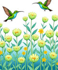 Green Hummingbirds Yellow Floral Garden Rug