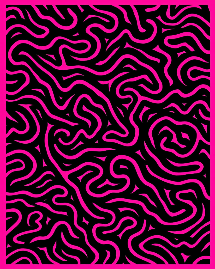 Vibrant Pink Black Swirl Rug