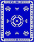 Vibrant Blue White Mandala Snowflakes Rug