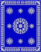 Vibrant Blue White Mandala Snowflakes Rug