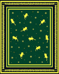 Yellow Cats Snowflakes Green Area Rug
