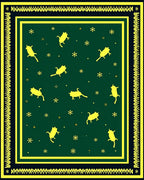 Yellow Cats Snowflakes Green Area Rug