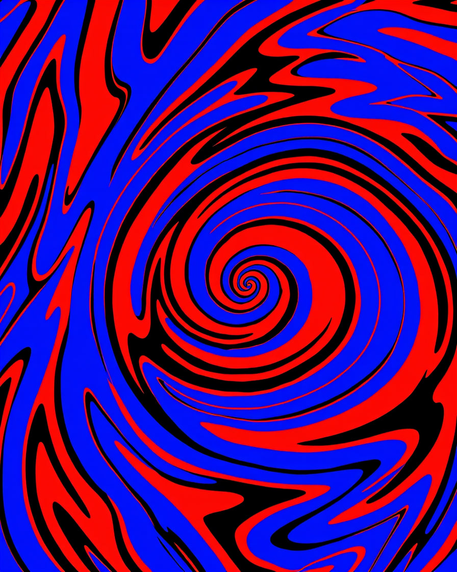 Psychedelic Crimson Blue Swirl Rug