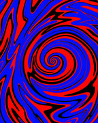 Psychedelic Crimson Blue Swirl Rug