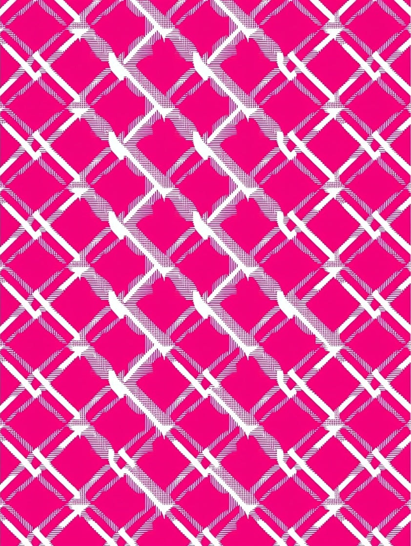 Vibrant Pink Plaid Diamond Rug