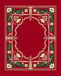 Ornate Red Floral Scroll Border Rug