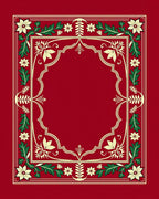Ornate Red Floral Scroll Border Rug