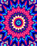 Vibrant Pink Blue Yellow Starburst Rug