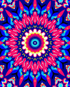Vibrant Pink Blue Yellow Starburst Rug