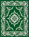 Emerald Green Floral Frame Medallion Rug
