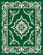 Emerald Green Floral Frame Medallion Rug