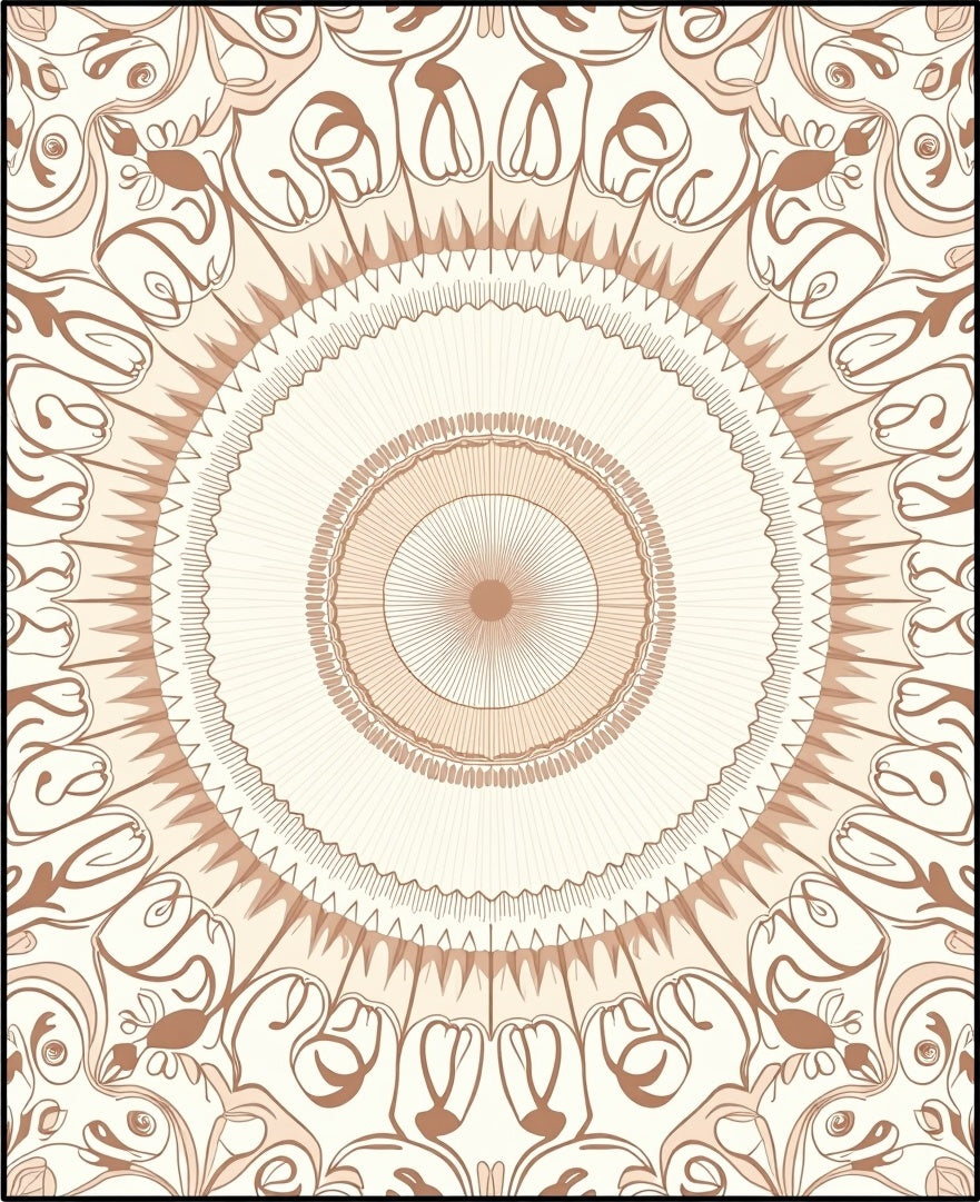 Cream Tan Ornamental Medallion Rug