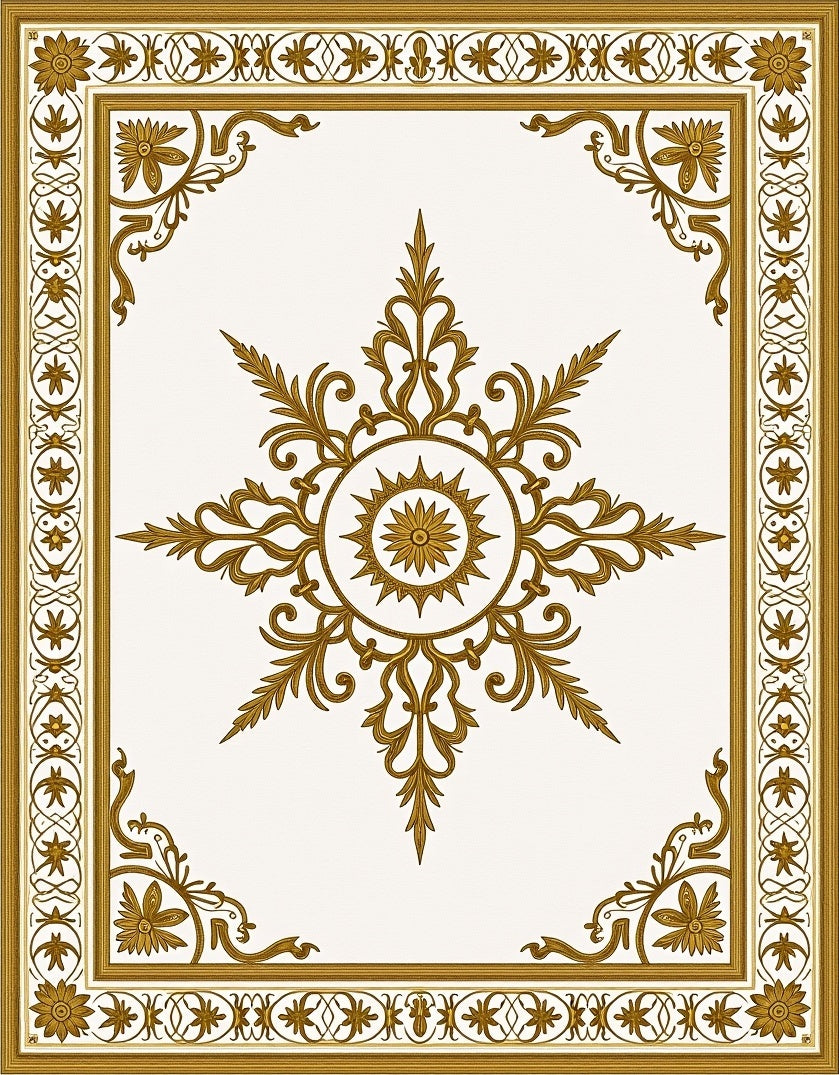 Golden Medallion Sunburst Border Rug