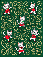 Festive Green Cat Swirl Holiday Rug